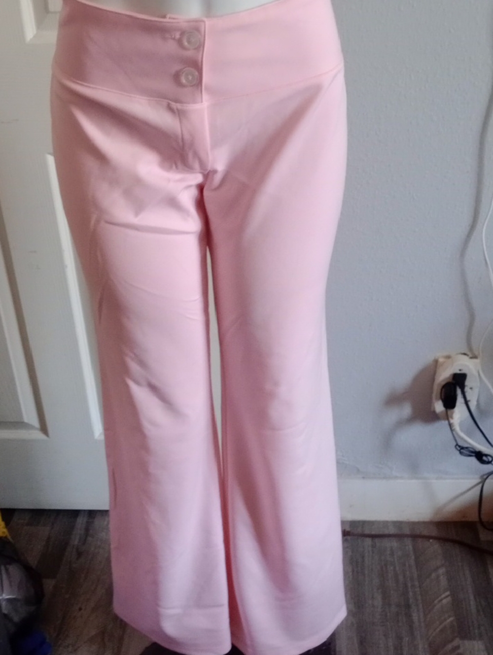 High-Waist Pink Boot-Cut Pants